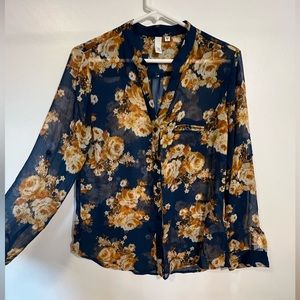 KUT from the Kloth Sheer Floral Blouse Size Small